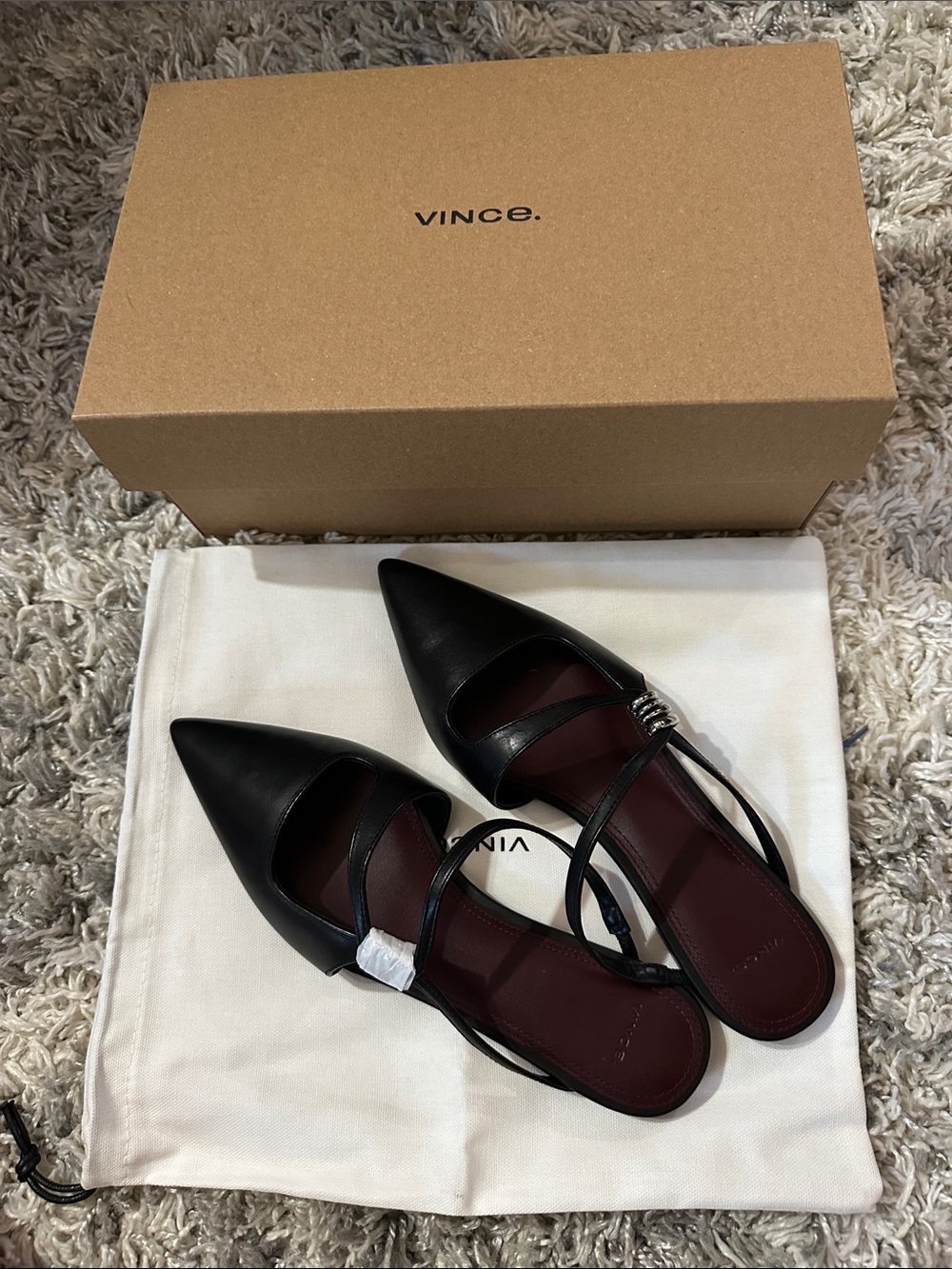 VINCE Black Leather Pointed-Toe Mule - Picture 4 of 10